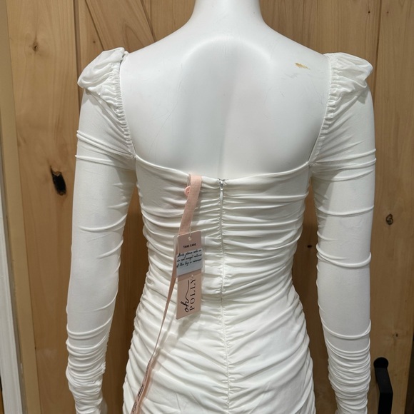 Oh Polly Fantasy Long Sleeve Ruched Sheer Dress Size 2 NWT! Lace Up Baby Doll - Picture 8 of 16